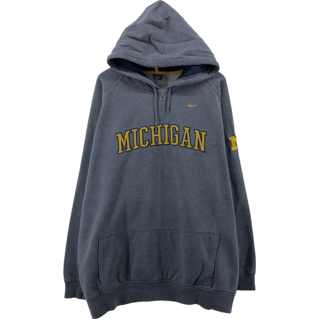 00'S Nike NIKE TEAM MICHIGAN University of Michigan College Sweat Half Zip Hoodie Men's XXL / eaa411086