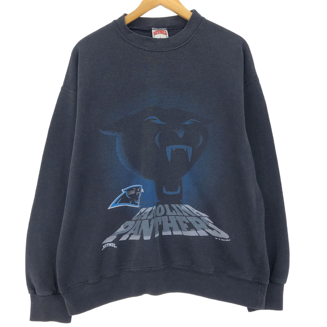 90'S NUTMEG NFL CAROLINA PANTHERS Printed Sweatshirt Trainer Made in USA Men's L Vintage /eaa411098