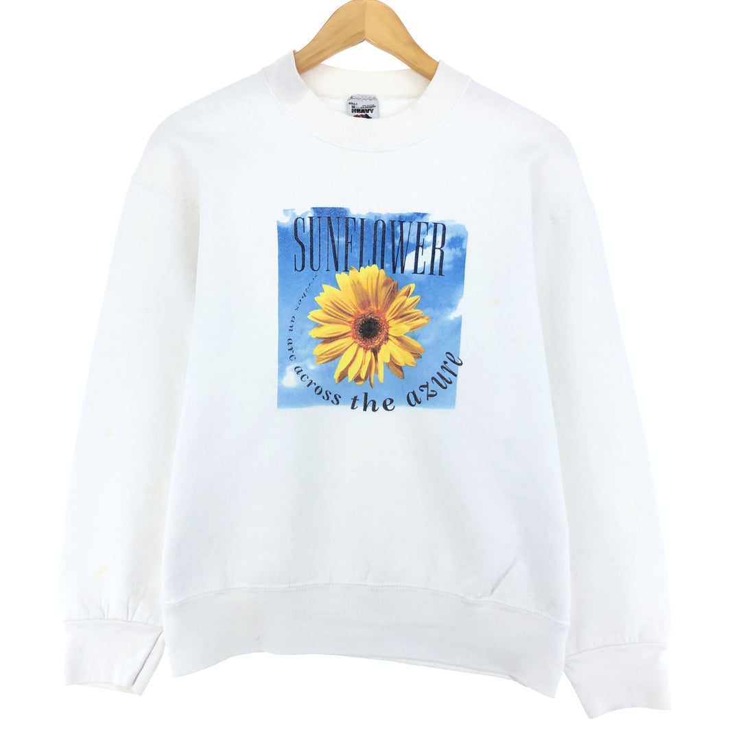 90'S Fruit of the Loom Floral Sunflower Pattern Print Sweatshirt Trainer Made in USA Women's M Vintage /eaa411171