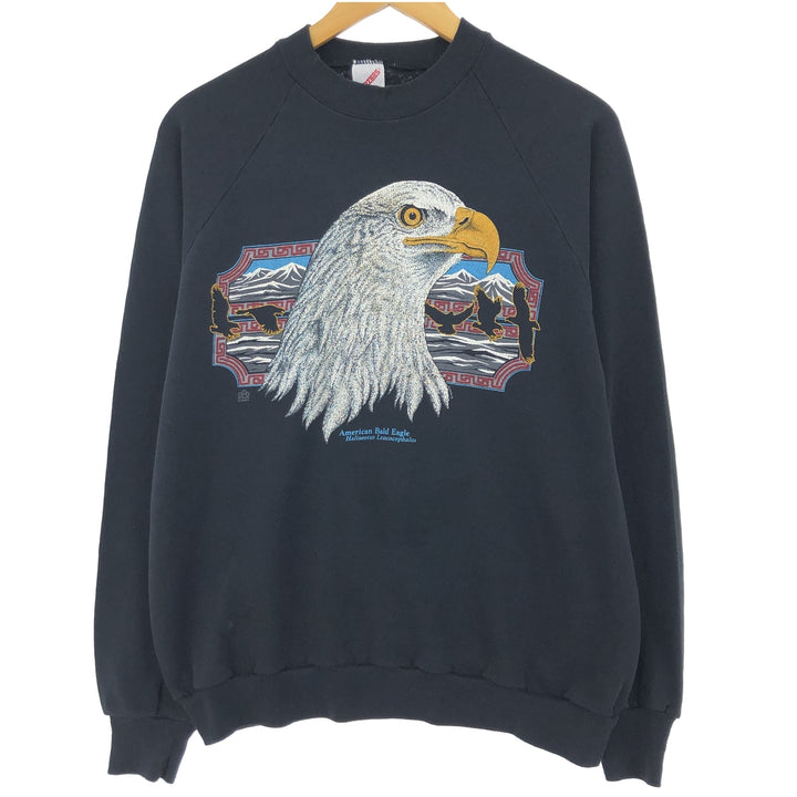 80'S Jersey Eagle Pattern Animal Sweatshirt Trainer Made in USA Men's L Vintage /eaa411418