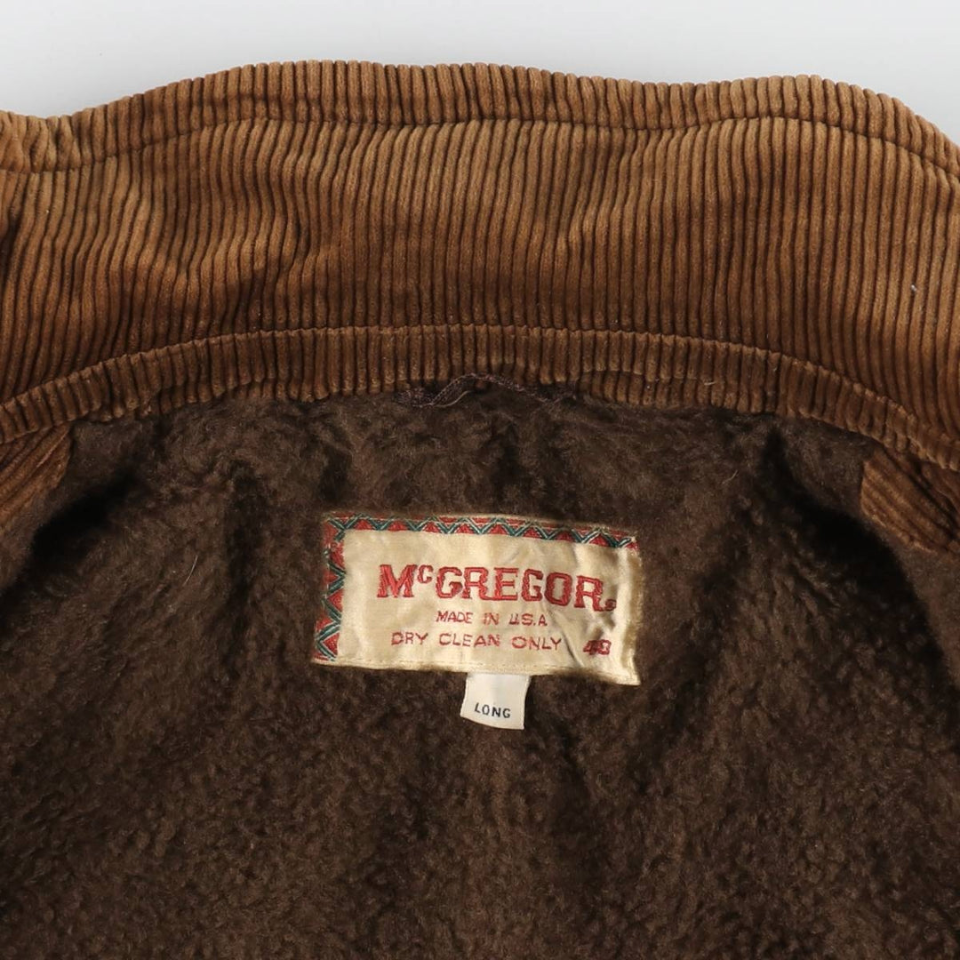 Vintage 1970'S McGREGOR corduroy jacket, made in the USA, size M, men's unclear brown type Vintage Second Hand