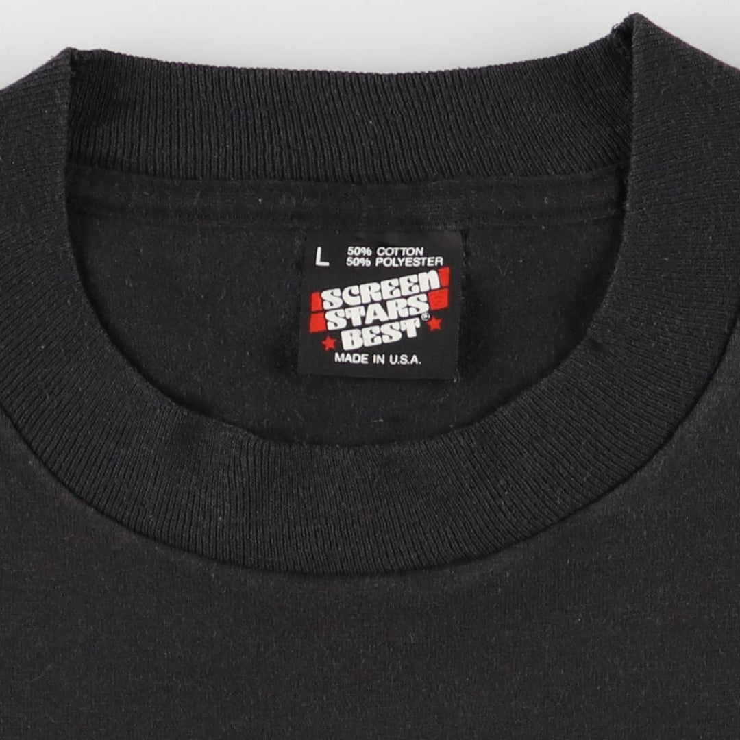 90'S SCREEN STARS Printed T-shirt Made in USA Men's L Vintage cotton black type Vintage Second Hand