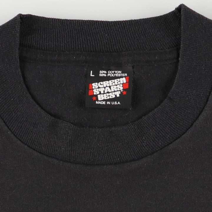 90'S SCREEN STARS Printed T-shirt Made in USA Men's L Vintage cotton black type Vintage Second Hand