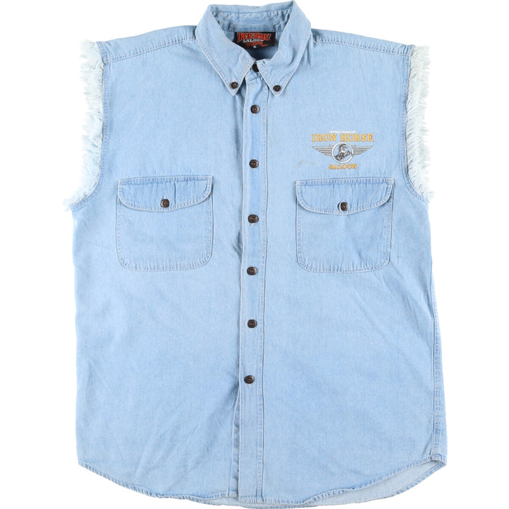 IRON HORSE SALOON Button-down denim vest, men's L /eaa412032