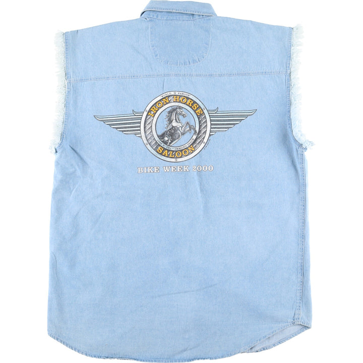 IRON HORSE SALOON Button-down denim vest, men's L /eaa412032