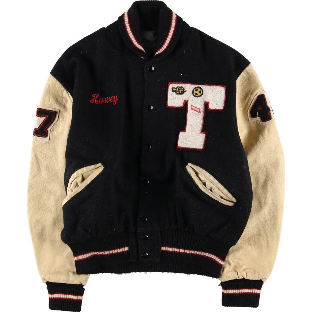 80'S Leather Sleeve Wool Stadium Jacket Award Jacket Varsity Jacket L Vintage /eaa412199