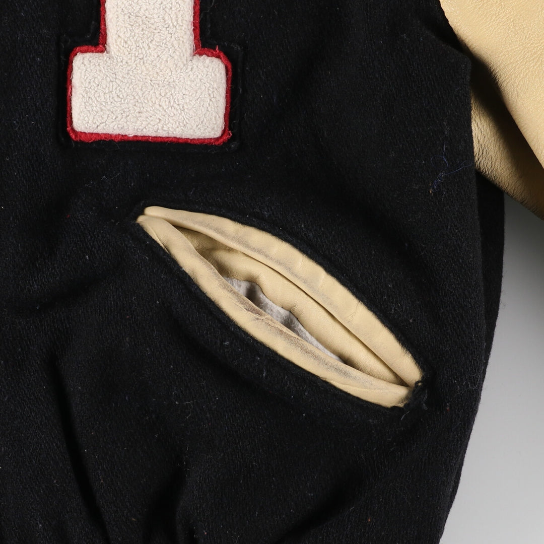 80'S Leather Sleeve Wool Stadium Jacket Award Jacket Varsity Jacket L Vintage /eaa412199