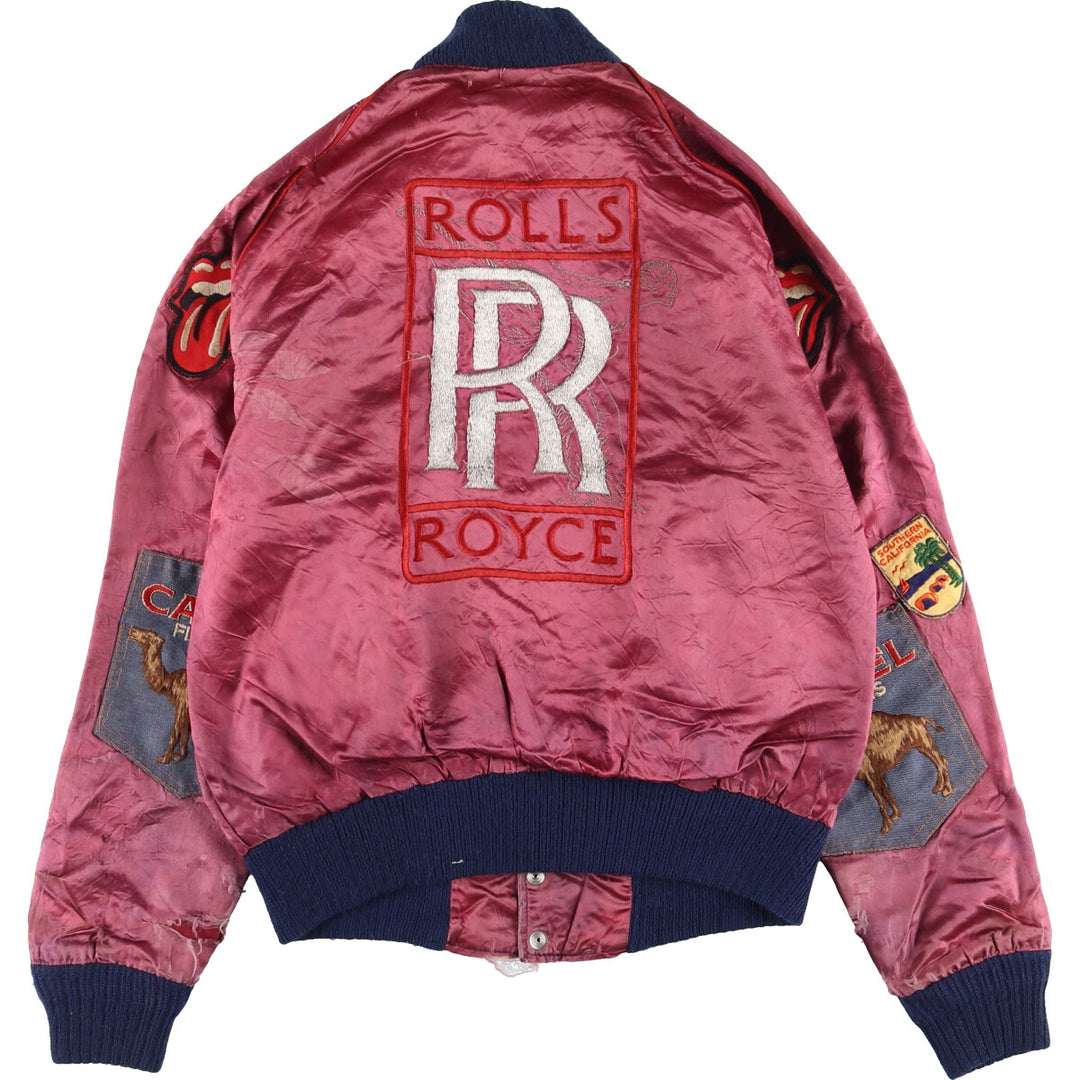 Atmosphere 60'S CALIFORNIA Rolls Royce patch custom satin button varsity jacket men's M vintage /eaa412473