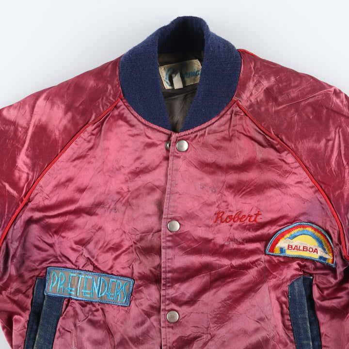 Atmosphere 60'S CALIFORNIA Rolls Royce patch custom satin button varsity jacket men's M vintage /eaa412473