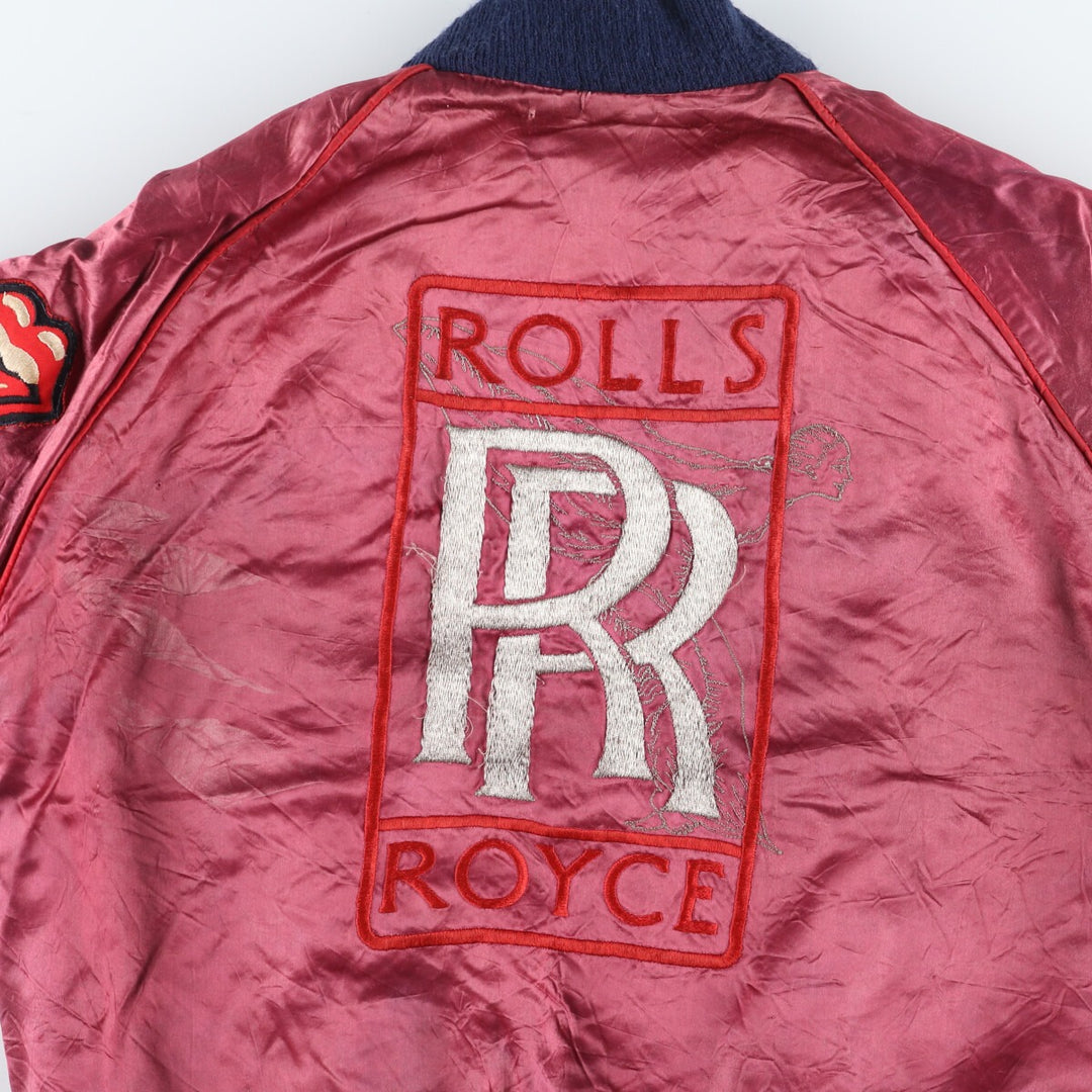 Atmosphere 60'S CALIFORNIA Rolls Royce patch custom satin button varsity jacket men's M vintage /eaa412473