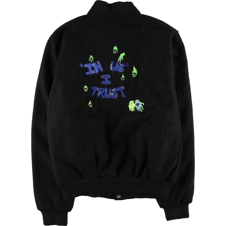 All black wool varsity jacket, award jacket, varsity jacket, men's L /eaa412652