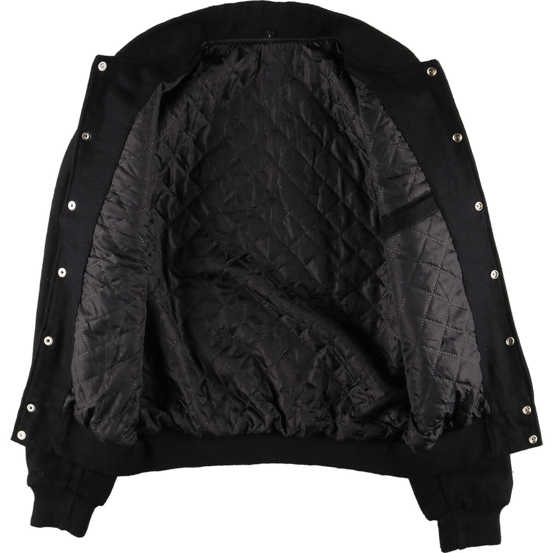 All black wool varsity jacket, award jacket, varsity jacket, men's L /eaa412652
