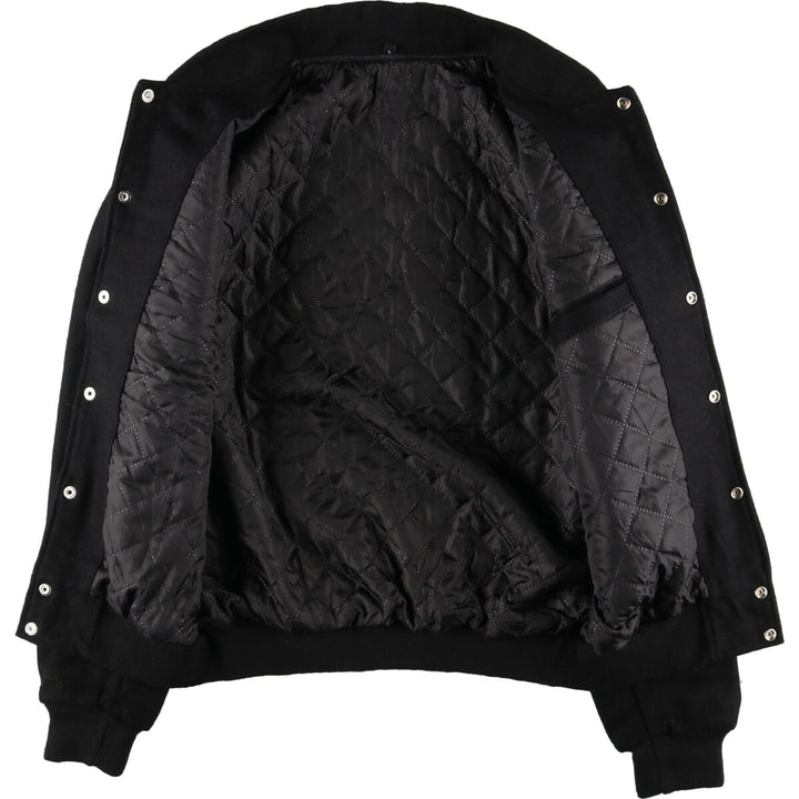 All black wool varsity jacket, award jacket, varsity jacket, men's L /eaa412652