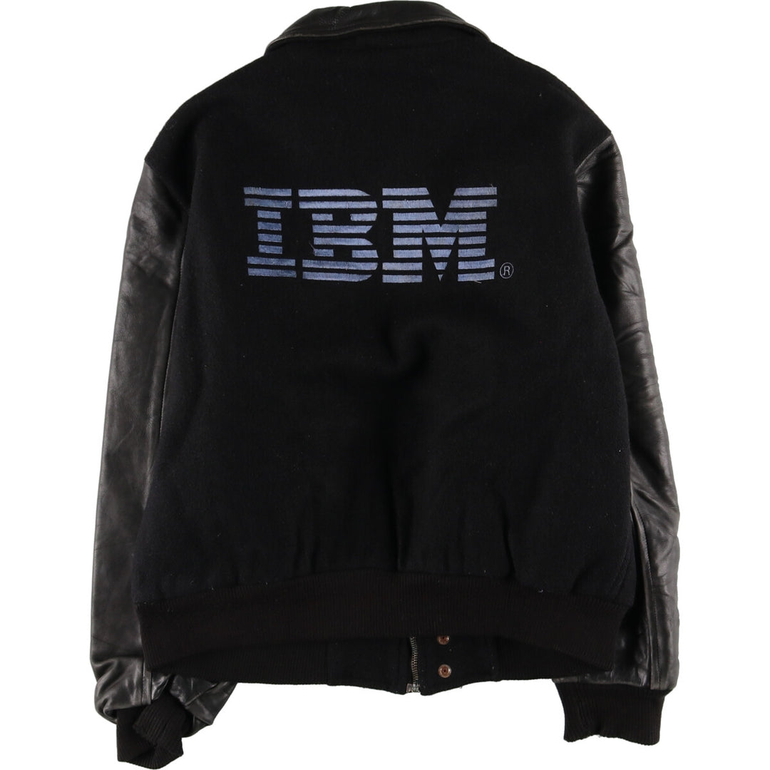 All black AJ WEAR Collared Leather Sleeve Wool Varsity Jacket Award Jacket Varsity Jacket Made in Canada Men's S /eaa412708