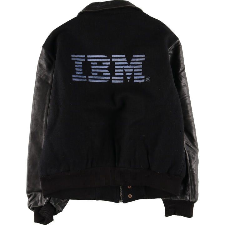 All black AJ WEAR Collared Leather Sleeve Wool Varsity Jacket Award Jacket Varsity Jacket Made in Canada Men's S /eaa412708