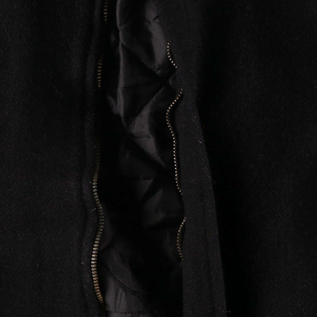 All black AJ WEAR Collared Leather Sleeve Wool Varsity Jacket Award Jacket Varsity Jacket Made in Canada Men's S /eaa412708