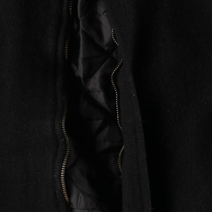 All black AJ WEAR Collared Leather Sleeve Wool Varsity Jacket Award Jacket Varsity Jacket Made in Canada Men's S /eaa412708