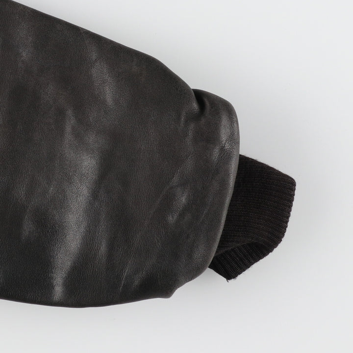 All black AJ WEAR Collared Leather Sleeve Wool Varsity Jacket Award Jacket Varsity Jacket Made in Canada Men's S /eaa412708