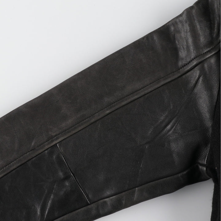 All black AJ WEAR Collared Leather Sleeve Wool Varsity Jacket Award Jacket Varsity Jacket Made in Canada Men's S /eaa412708