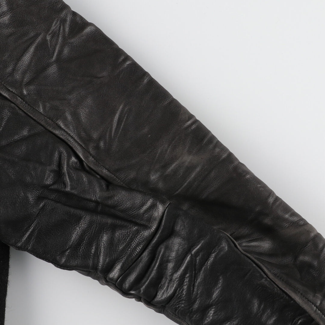 All black AJ WEAR Collared Leather Sleeve Wool Varsity Jacket Award Jacket Varsity Jacket Made in Canada Men's S /eaa412708