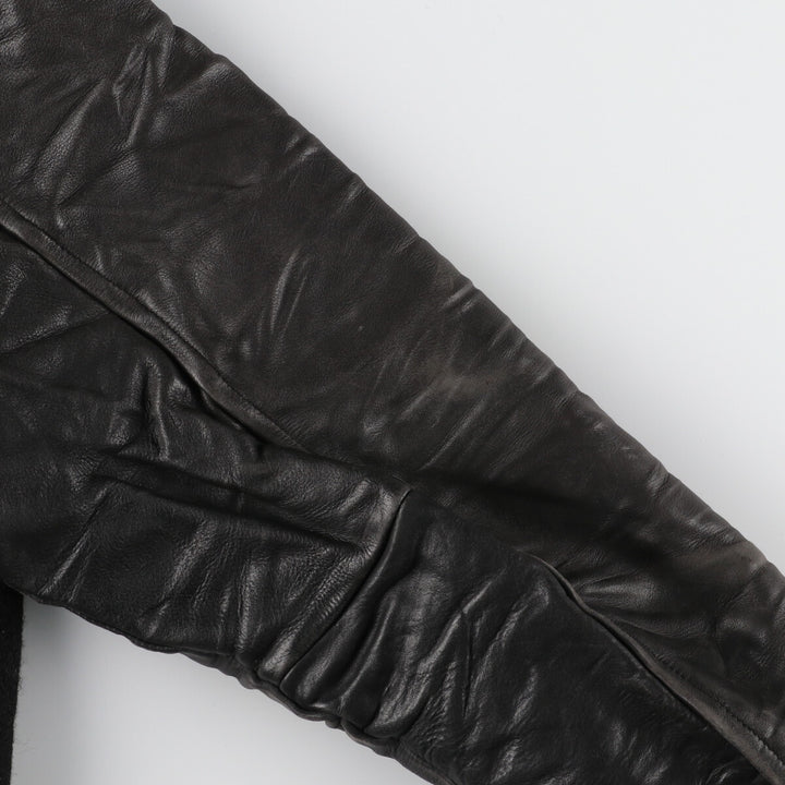 All black AJ WEAR Collared Leather Sleeve Wool Varsity Jacket Award Jacket Varsity Jacket Made in Canada Men's S /eaa412708