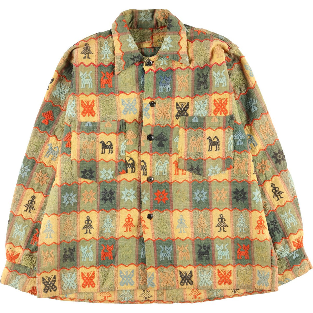 All-over print long sleeve shirt, men's M, vintage / eaa412895