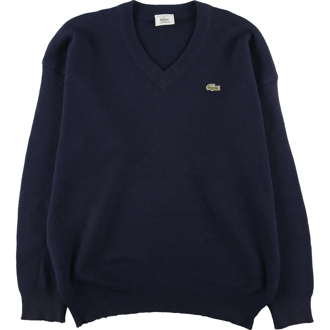 80'S Lacoste V-neck acrylic and wool knit sweater, made in France, men's L, vintage /eaa412995