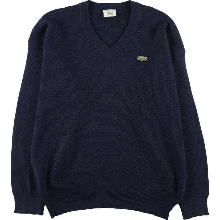 80'S Lacoste V-neck acrylic and wool knit sweater, made in France, men's L, vintage /eaa412995