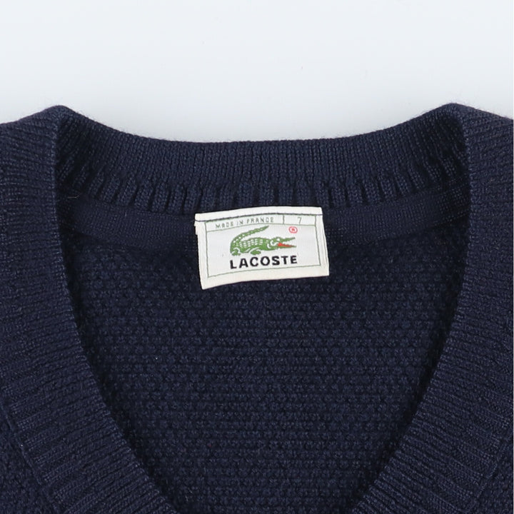 80'S Lacoste V-neck acrylic and wool knit sweater, made in France, men's L, vintage /eaa412995