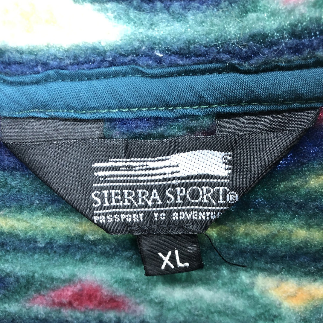 SIERRA SPORT all-over print half snap fleece pullover made in USA men's XL size /eaa413026