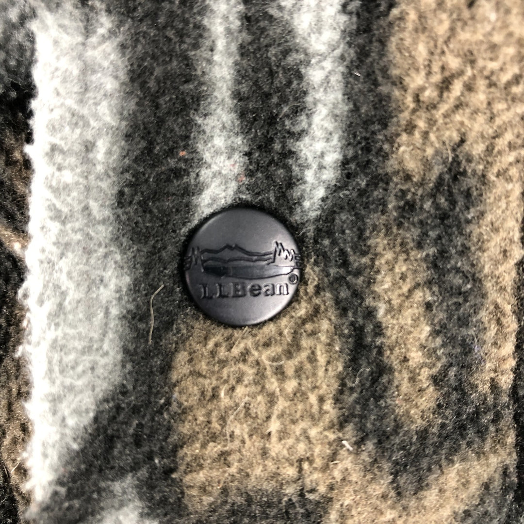 80s-90'S LL Bean MAINE GUIDE Camouflage Pattern Tree Bark Camo Fleece Jacket Made in USA Men's M Size Vintage polyester Khaki type brown Vintage Second Hand