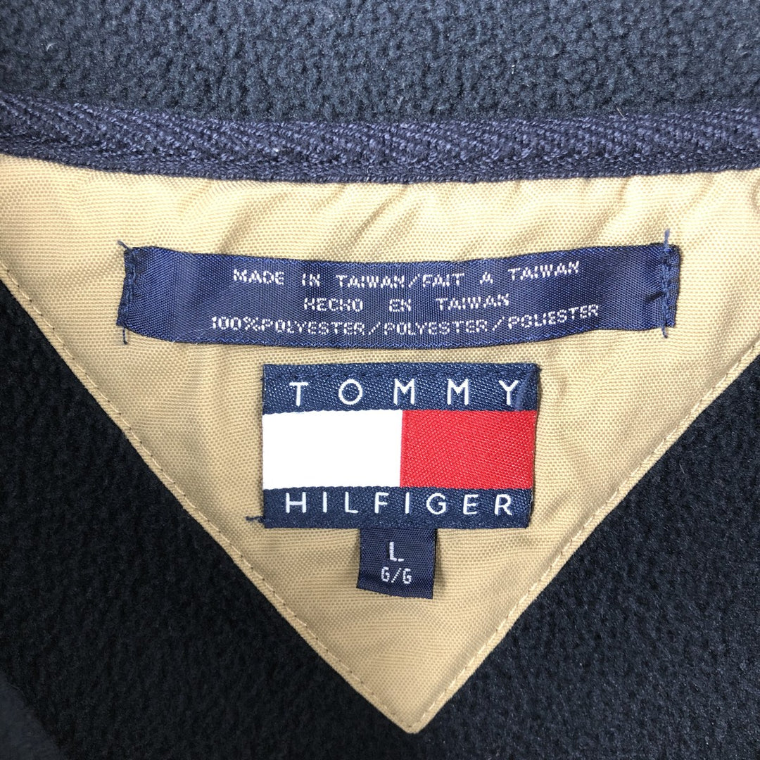 Vintage 90'S Tommy Hilfiger Half-Zip Fleece Pullover, Men's Size L polyester navy blue type Vintage Second Hand