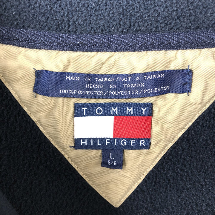 Vintage 90'S Tommy Hilfiger Half-Zip Fleece Pullover, Men's Size L polyester navy blue type Vintage Second Hand
