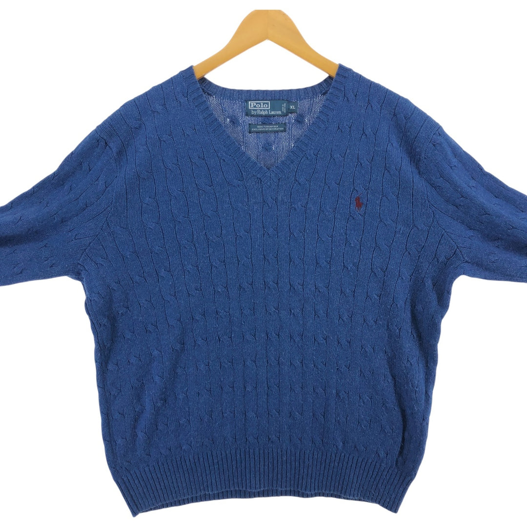 Ralph Lauren Cable Knit Silk Knit Sweater Men's XL Size / eaa413134