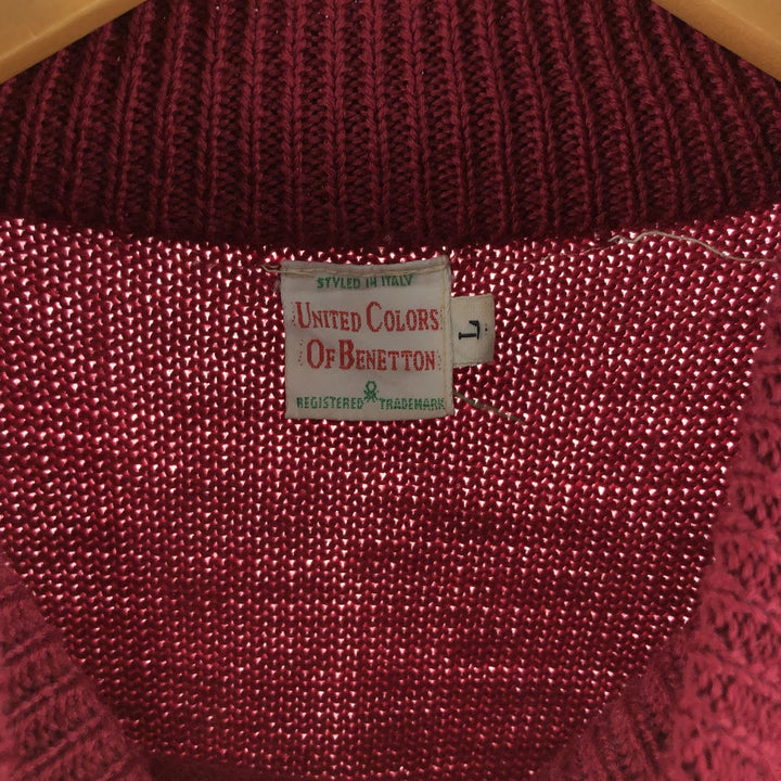 90'S Benetton Fair Isle Pattern High Neck Wool Knit Sweater Made in Italy Men's L Size Vintage /eaa413141