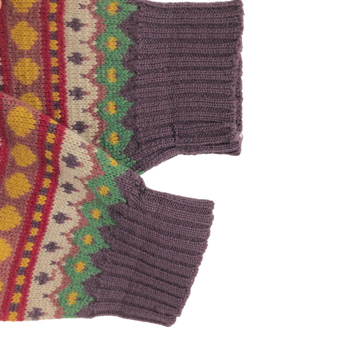90'S Benetton Fair Isle Pattern High Neck Wool Knit Sweater Made in Italy Men's L Size Vintage /eaa413141