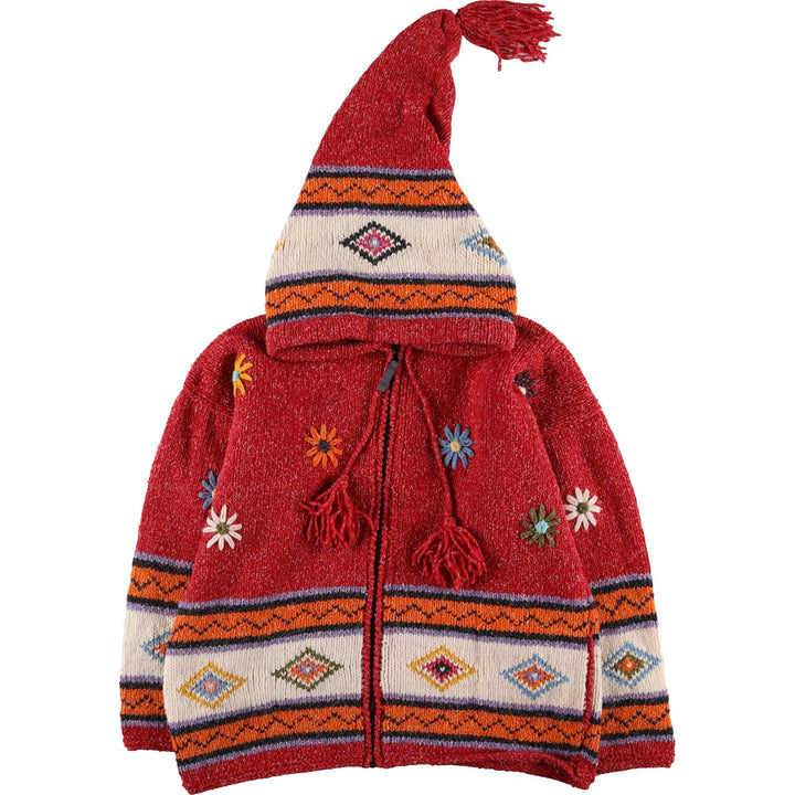 Invisible World All-over Print Cotton x Wool Knit Zip Hoodie for Women (Size L) /eaa413149