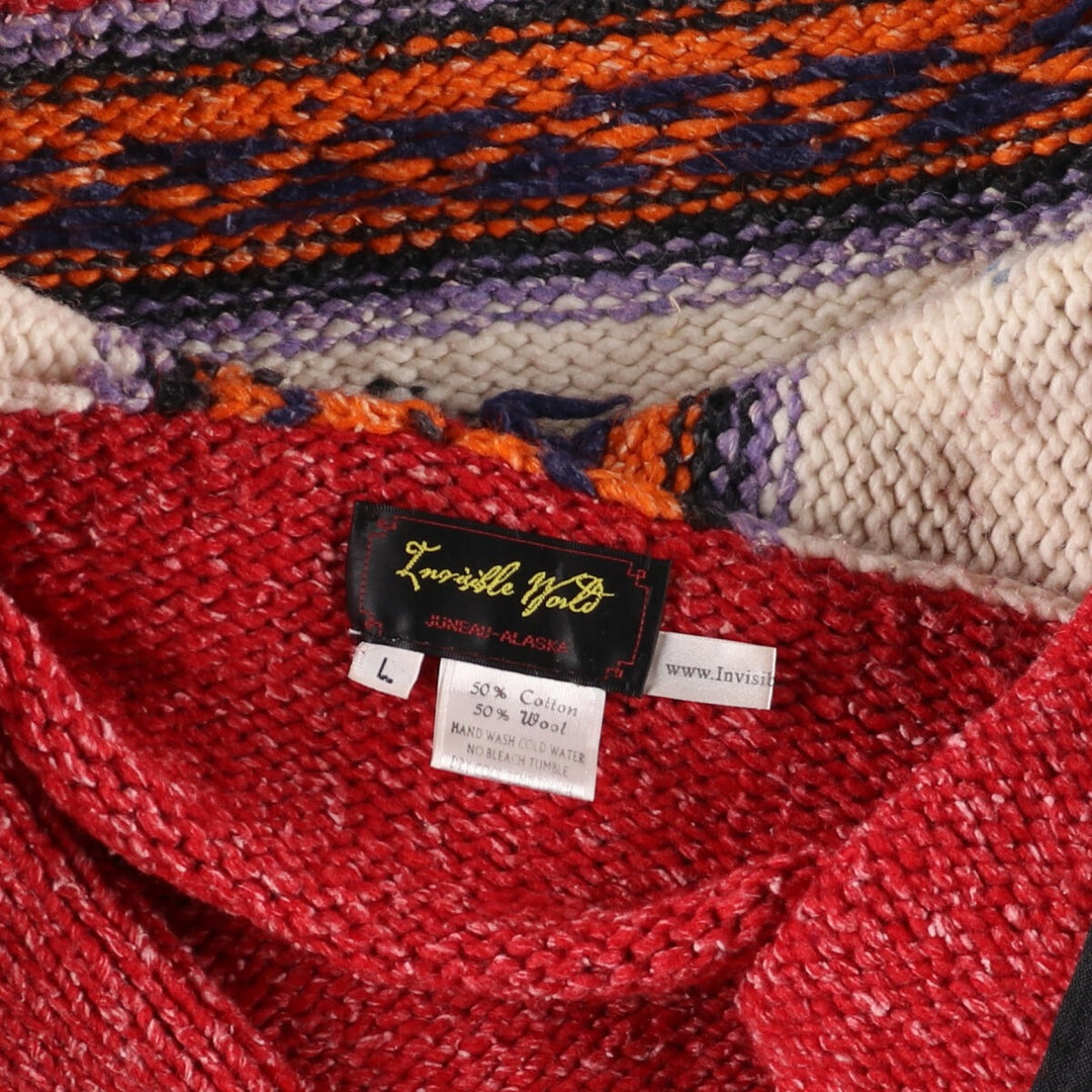 Invisible World All-over Print Cotton x Wool Knit Zip Hoodie for Women (Size L) /eaa413149