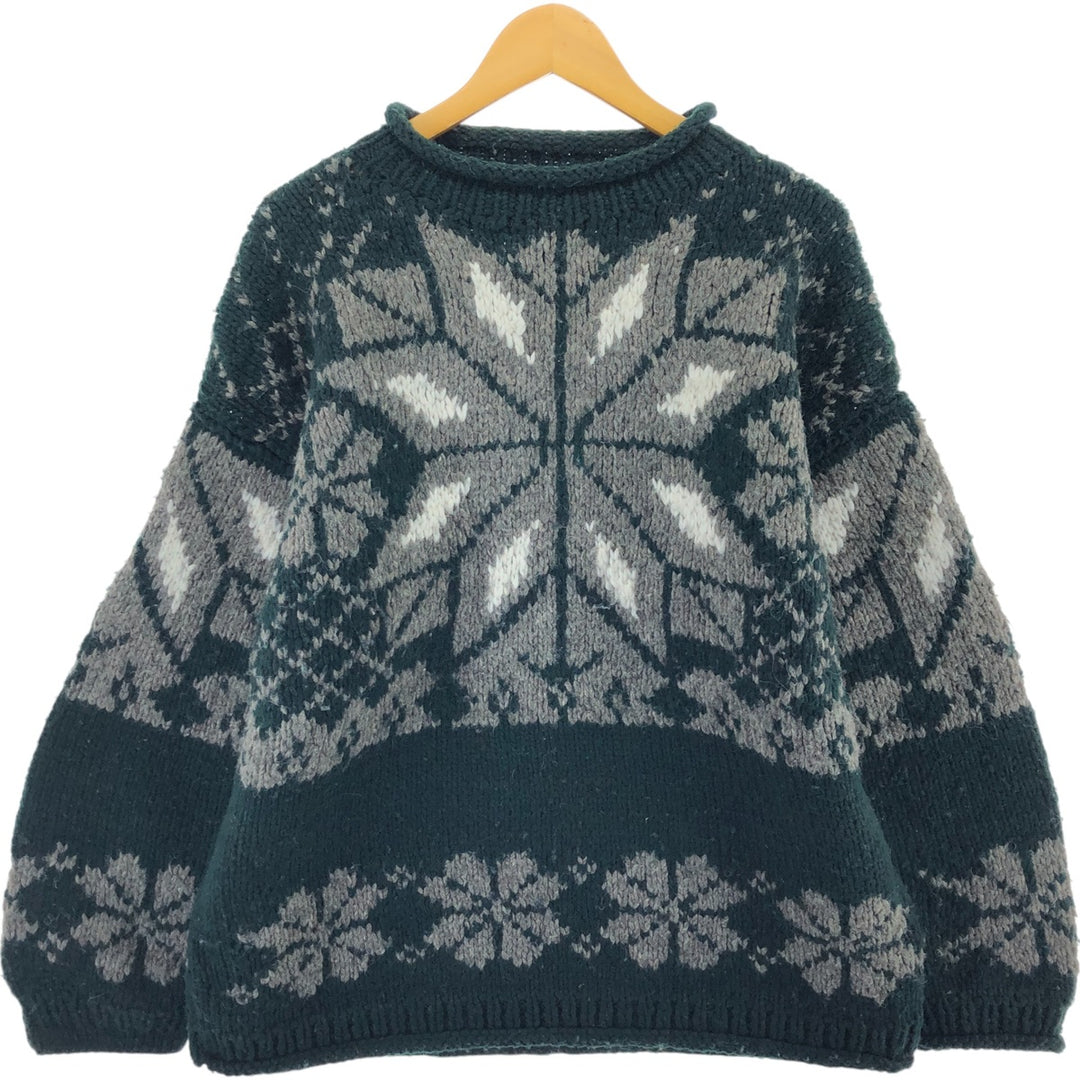 NATIVE AMERICAN Snow Pattern Roll Neck Ecuadorian Knit Sweater Men's XL /eaa413179