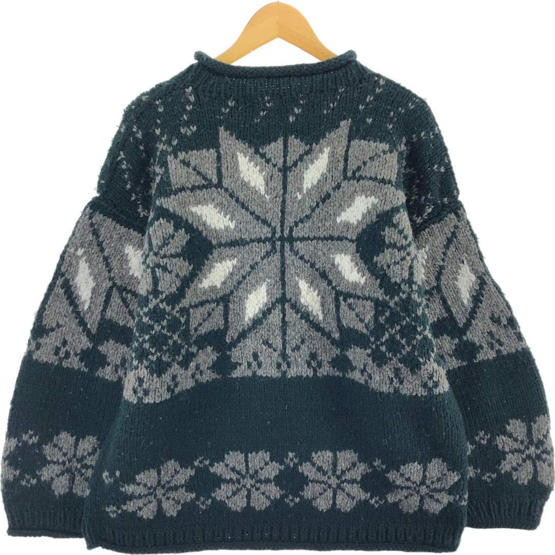 NATIVE AMERICAN Snow Pattern Roll Neck Ecuadorian Knit Sweater Men's XL /eaa413179