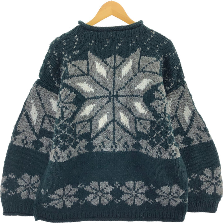 NATIVE AMERICAN Snow Pattern Roll Neck Ecuadorian Knit Sweater Men's XL /eaa413179