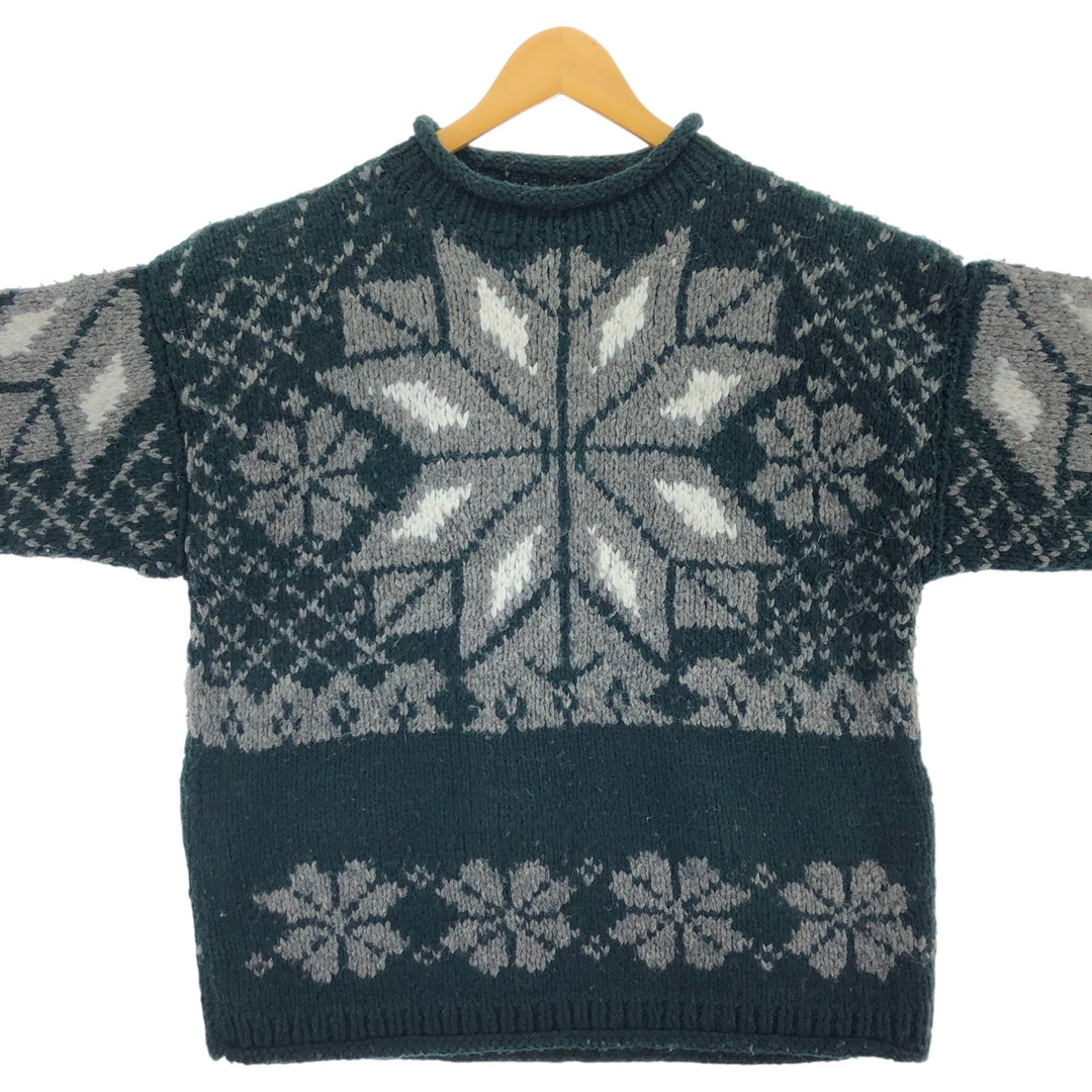 NATIVE AMERICAN Snow Pattern Roll Neck Ecuadorian Knit Sweater Men's XL /eaa413179
