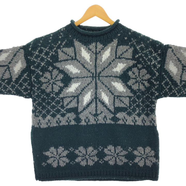 NATIVE AMERICAN Snow Pattern Roll Neck Ecuadorian Knit Sweater Men's XL /eaa413179