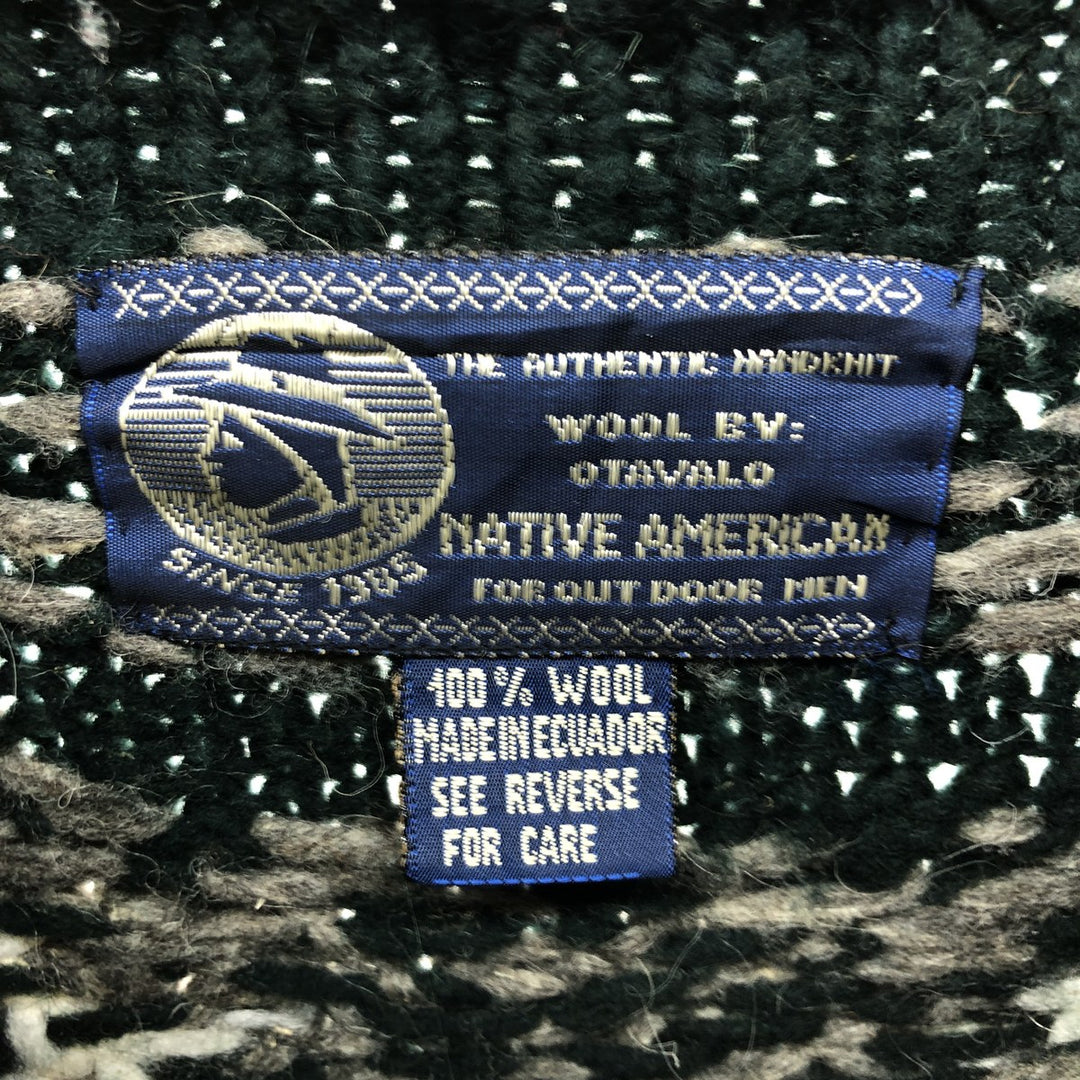 NATIVE AMERICAN Snow Pattern Roll Neck Ecuadorian Knit Sweater Men's XL /eaa413179