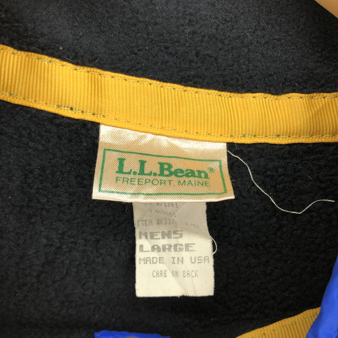 90'S LLBean Half Snap Fleece Pullover Made in USA Men's L Size Vintage /eaa413182