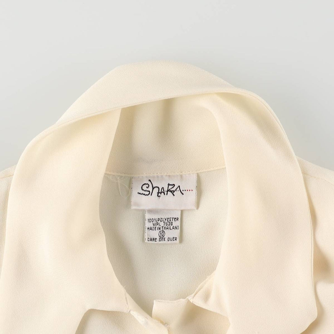 ShARA Long Sleeve Bowtie Blouse for Women, Size M polyester ivory Vintage Second Hand