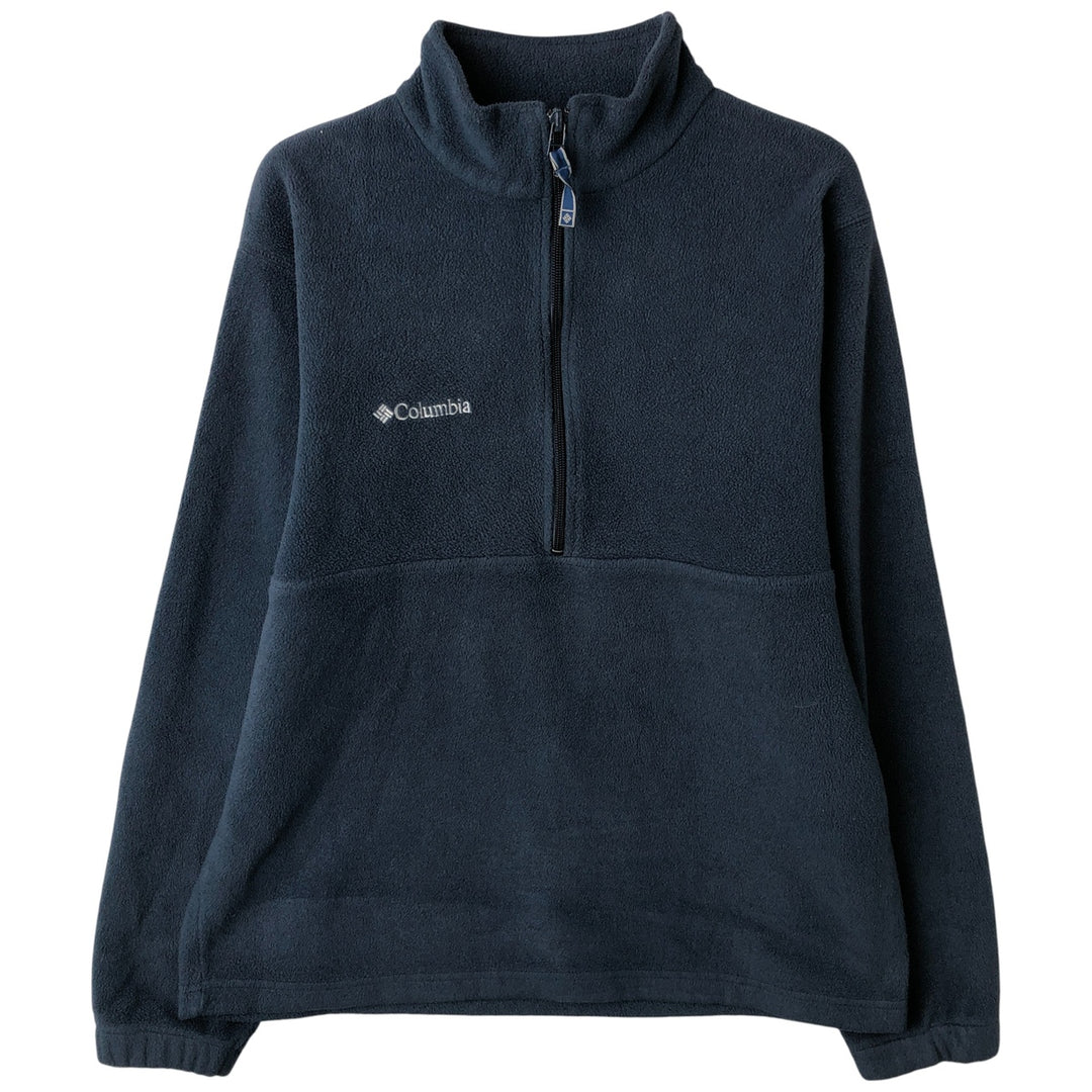 2000'S Columbia Half-Zip Fleece Pullover, Men's Size Medium polyester navy blue type Vintage Second Hand