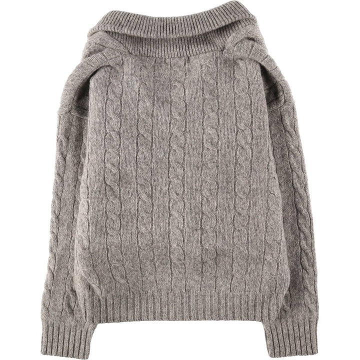 80s-90'S Eddie Bauer Black Tag Cable Knit Shawl Collar Wool Knit Cardigan Men's L Size / eaa413351