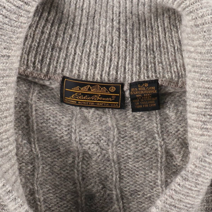 80s-90'S Eddie Bauer Black Tag Cable Knit Shawl Collar Wool Knit Cardigan Men's L Size / eaa413351