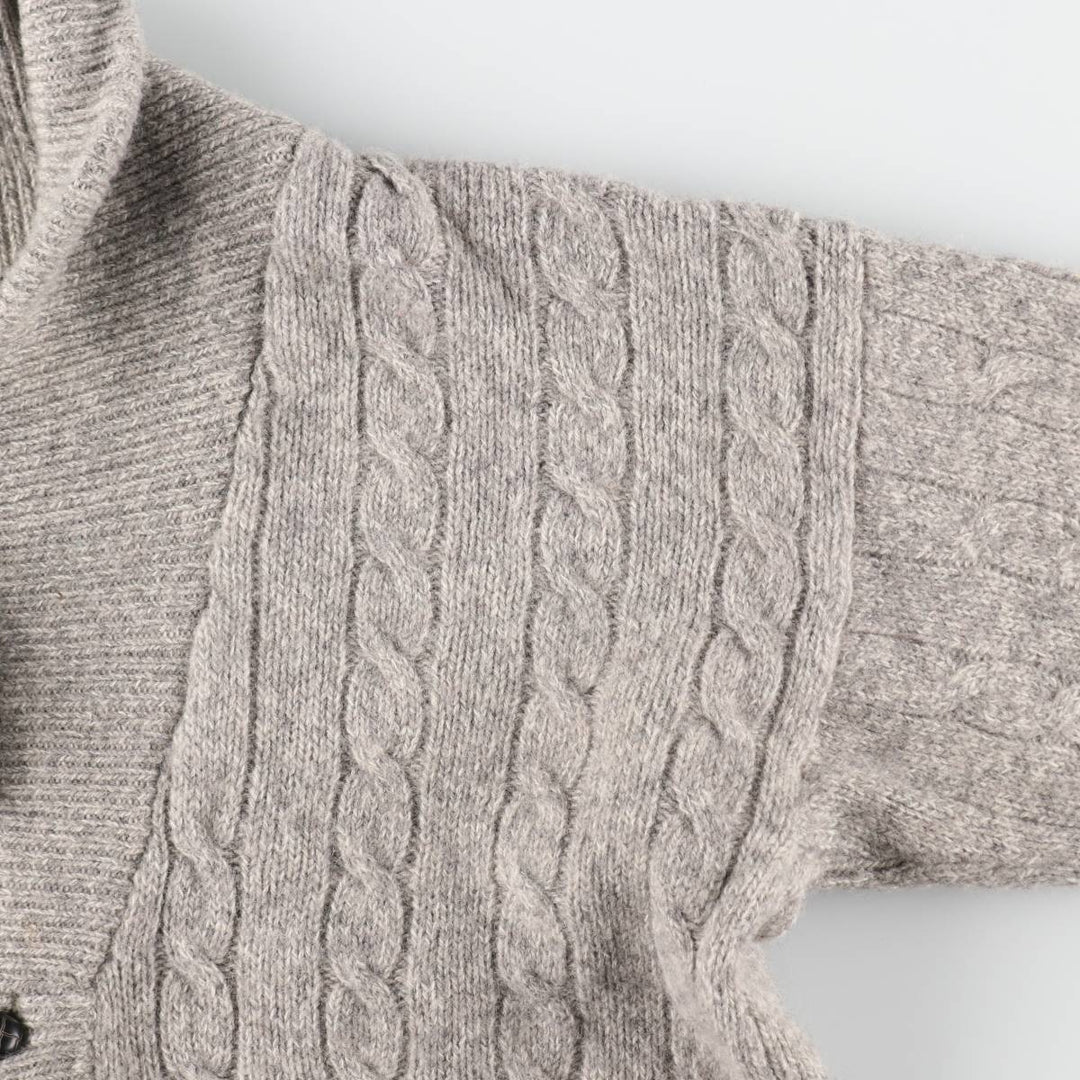 80s-90'S Eddie Bauer Black Tag Cable Knit Shawl Collar Wool Knit Cardigan Men's L Size / eaa413351